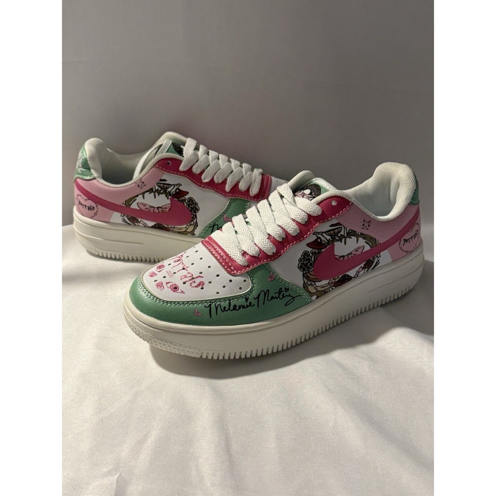 Pink Green Graphic Platform Sneakers Kawaii Alt Style Womens Size 5.5
